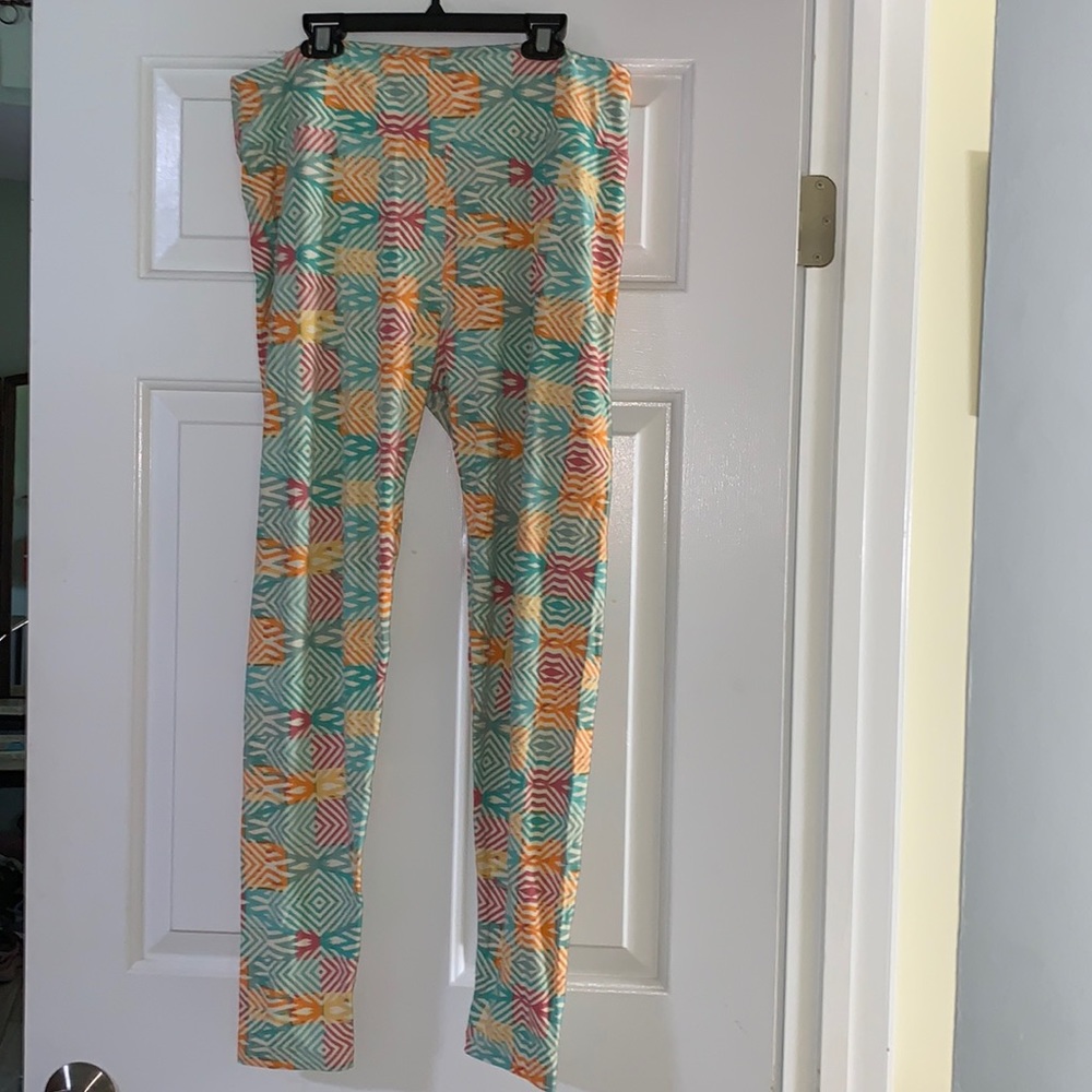 LuLaRoe leggings, size Tall & Curvy, soft, cream, turquoise, purple/pink, orange